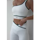 Ecru and Pine Asymmetric Bra