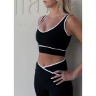 Midnight and White V Neck Bra