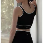 Midnight and White V Neck Bra