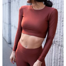 Bronze Long Sleeve Crop Top