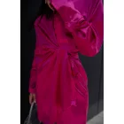Pink Satin Shirt Dress